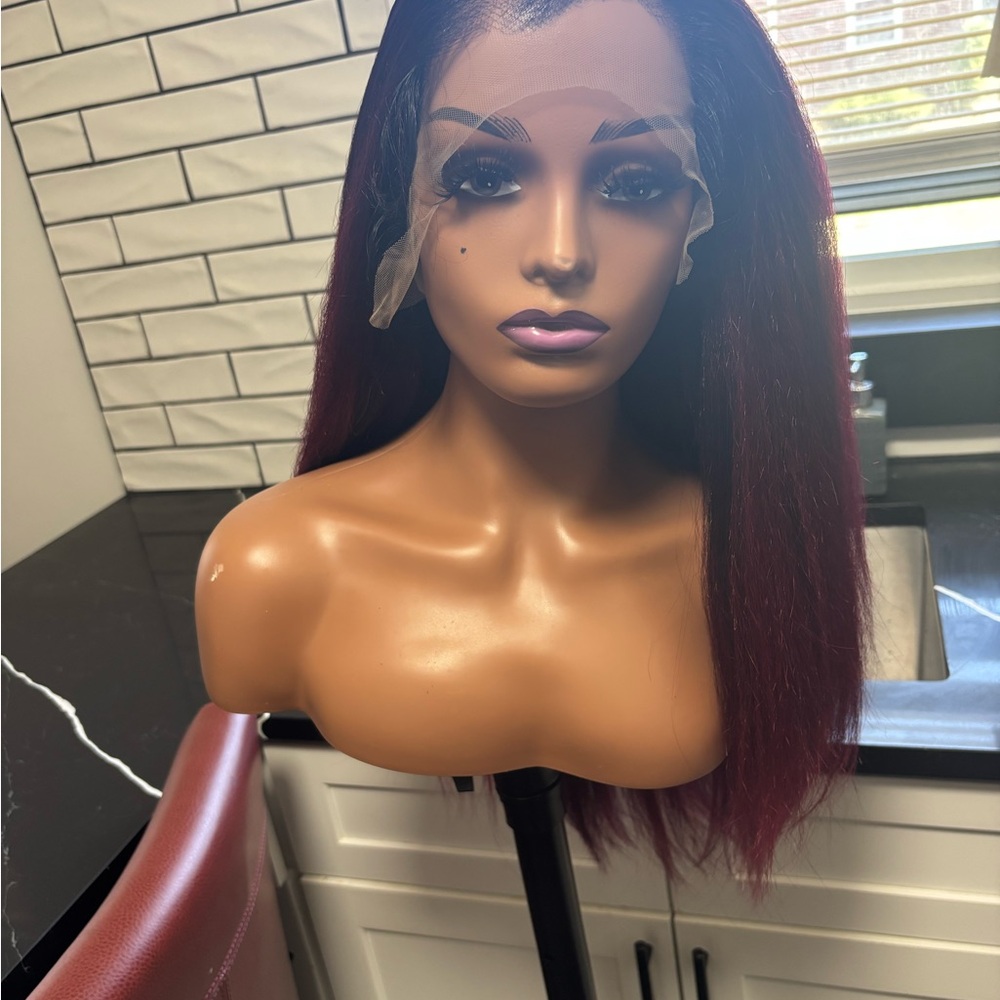 Deep Burgundy Straight Lace Front Wig